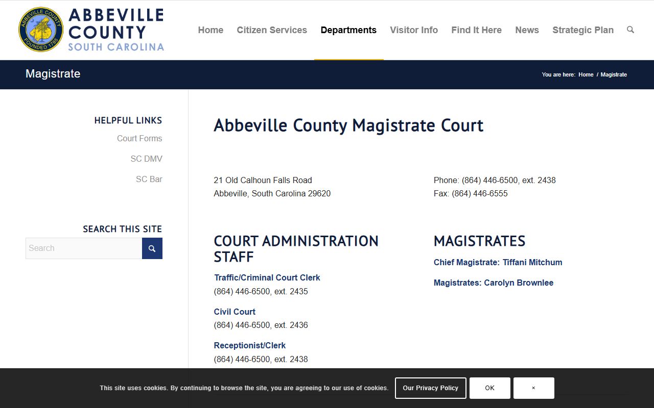 abbeville County criminal history magistrate court