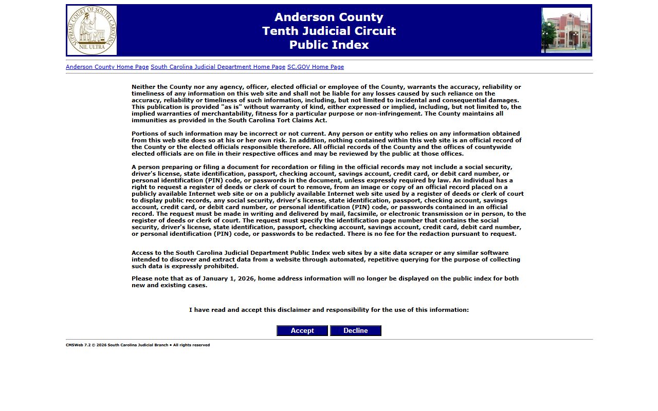 anderson County criminal history public index search