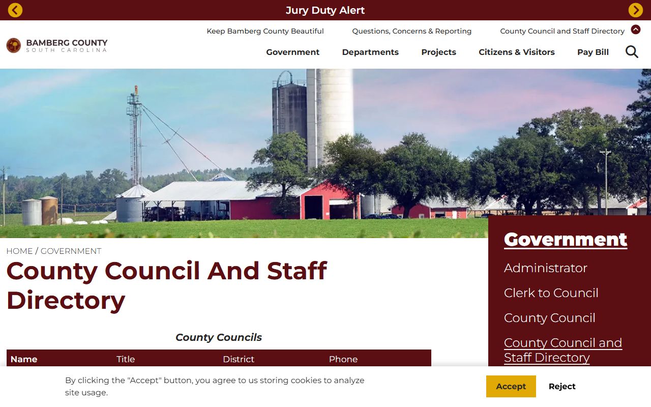 bamberg County criminal history government directory