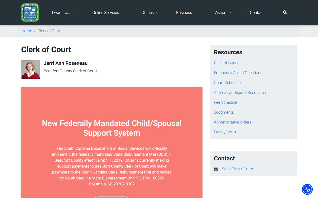 beaufort County criminal history clerk of court website