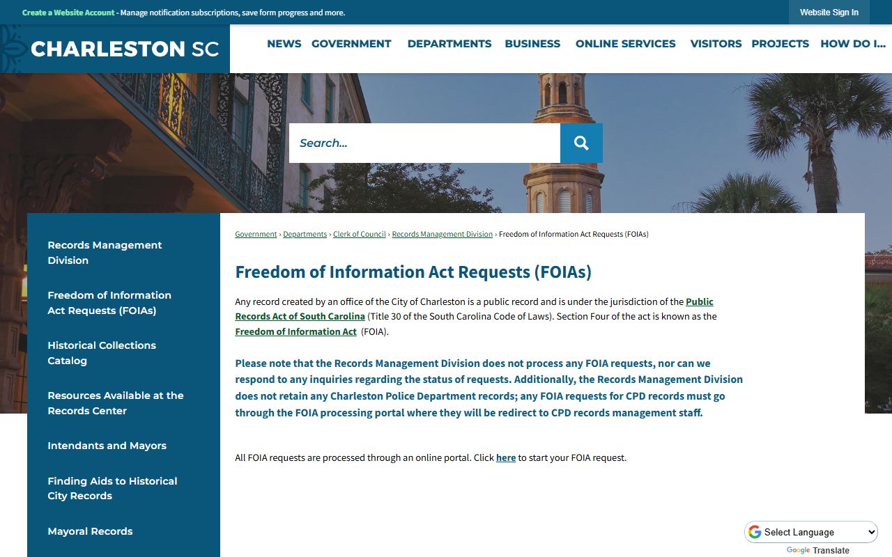 Charleston FOIA portal