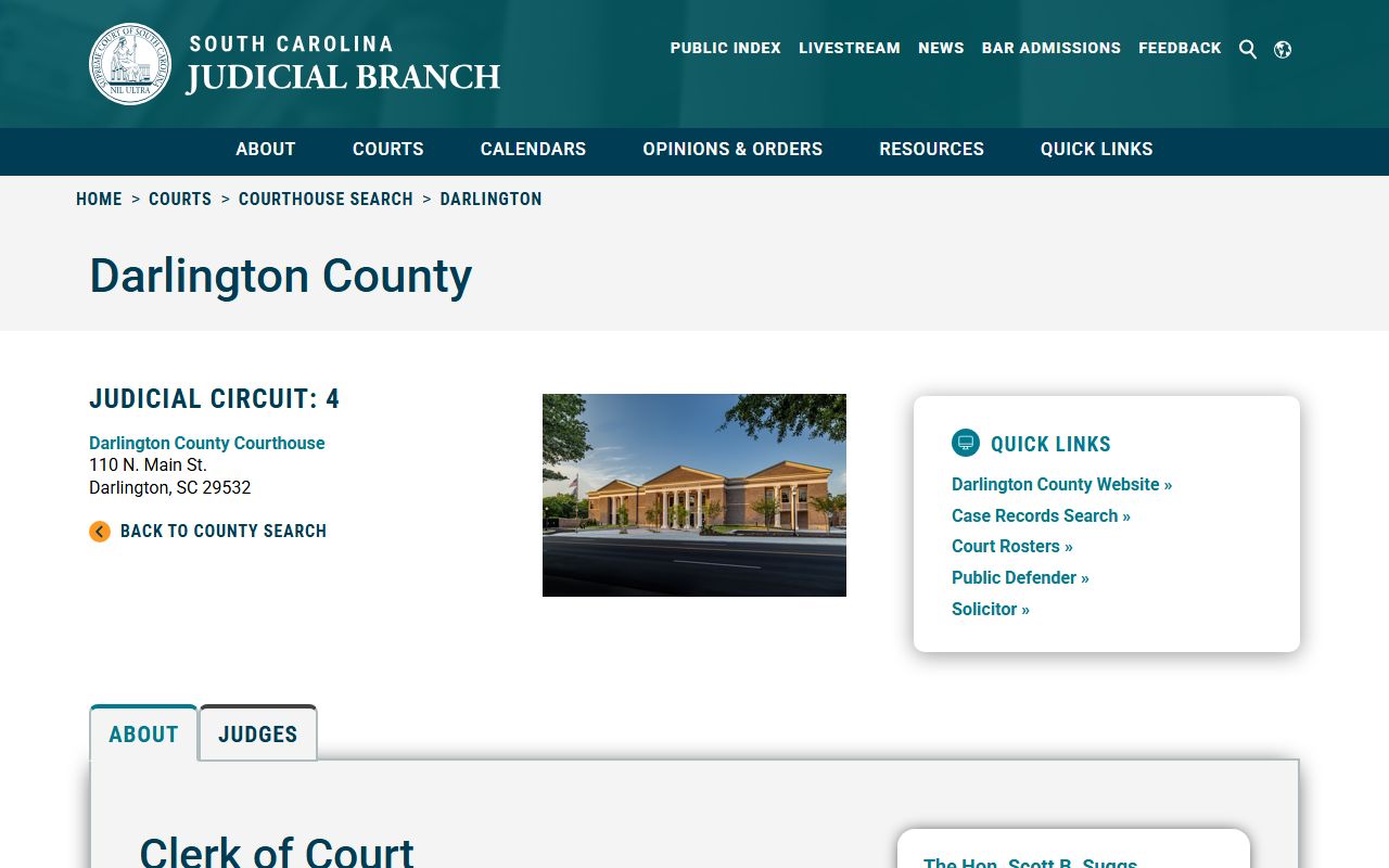 Darlington County Clerk of Court information from SC courthouse directory