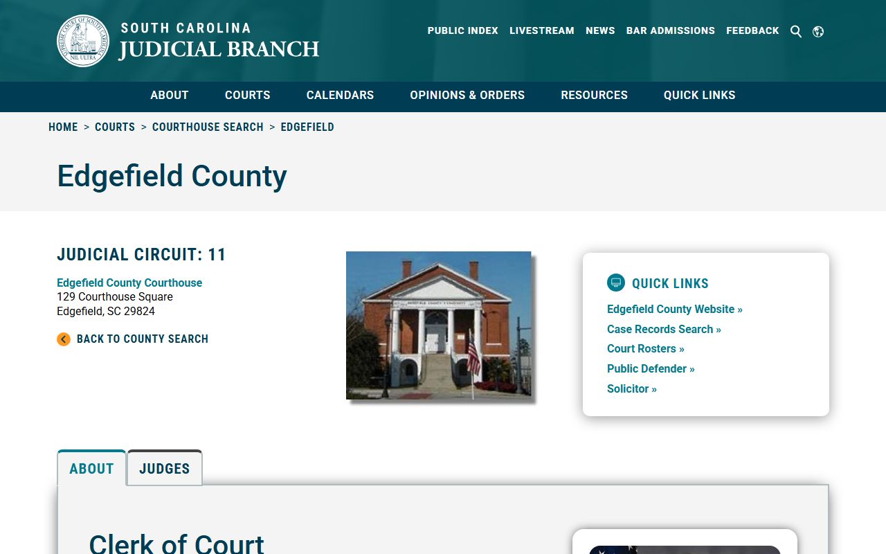 Edgefield County Clerk of Court criminal history records