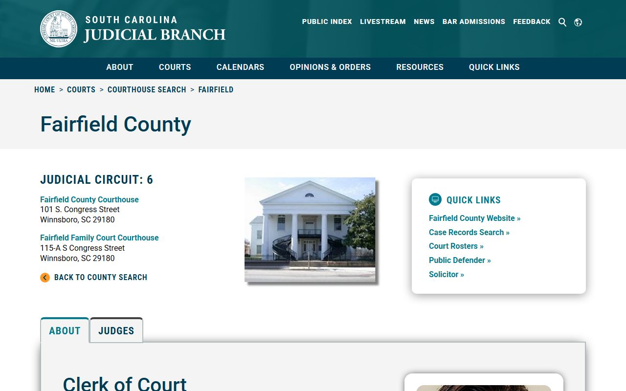 Fairfield County Clerk of Court for criminal history records