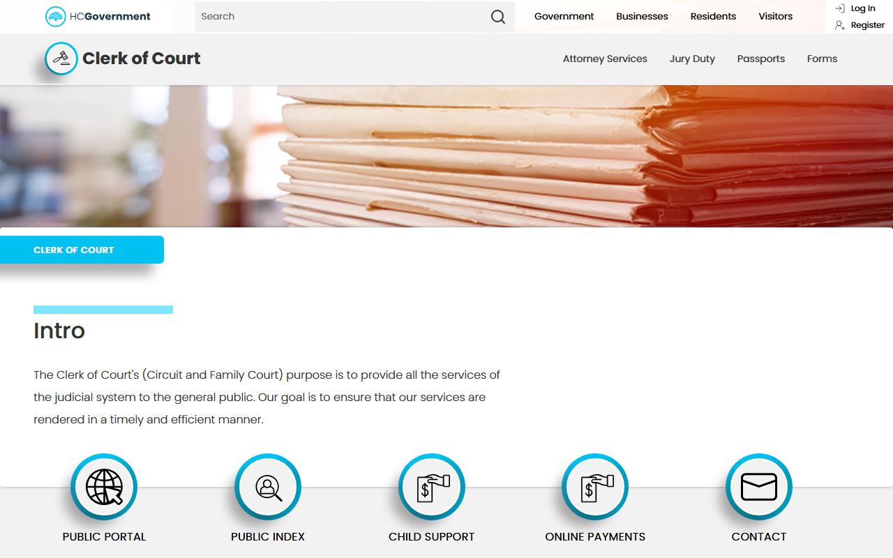 Horry County Clerk of Court for criminal history records