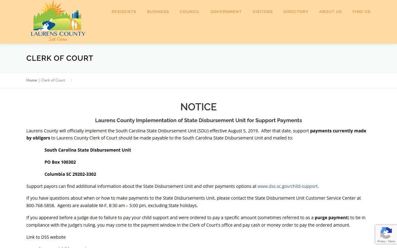 Laurens County Clerk of Court for Laurens County criminal history records