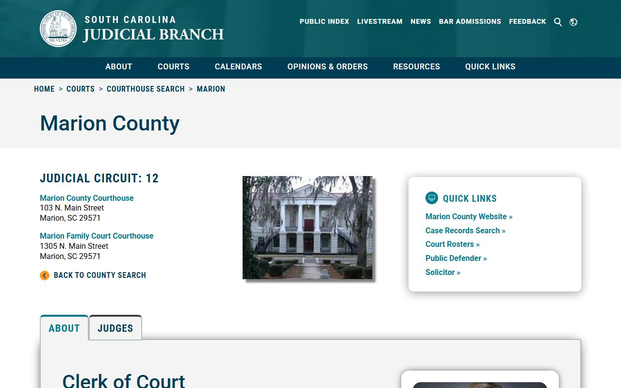 Marion County Clerk of Court for Marion County criminal history records