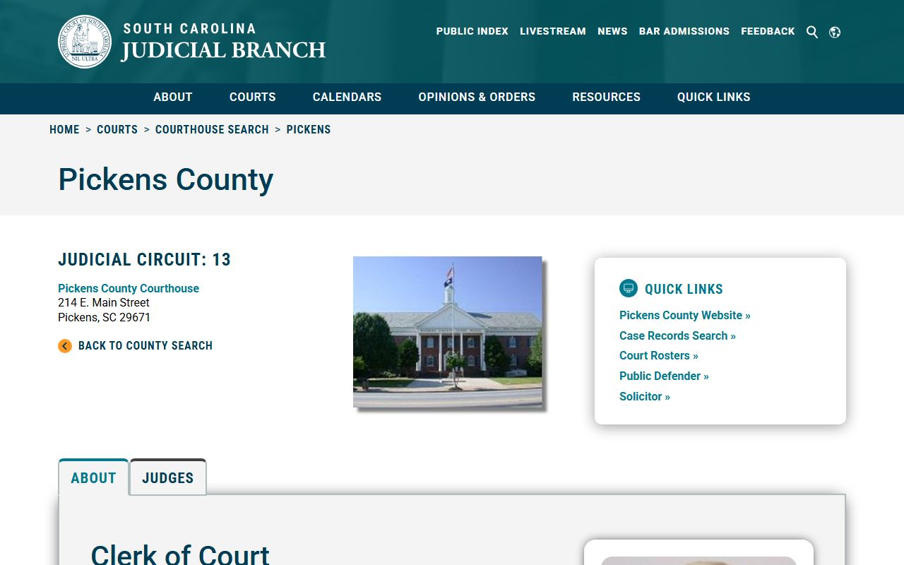 Pickens County Clerk of Court criminal history