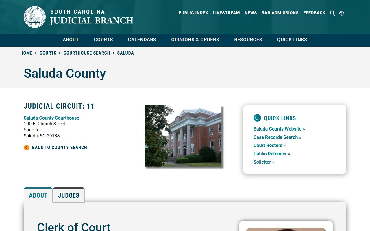 Saluda County Clerk of Court criminal history records