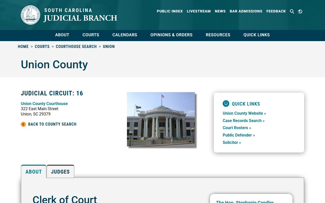 Union County Clerk of Court criminal history records
