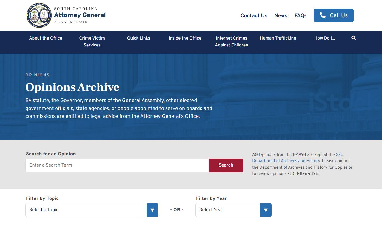South Carolina Attorney General opinions archive covering criminal history record interpretation and expungement